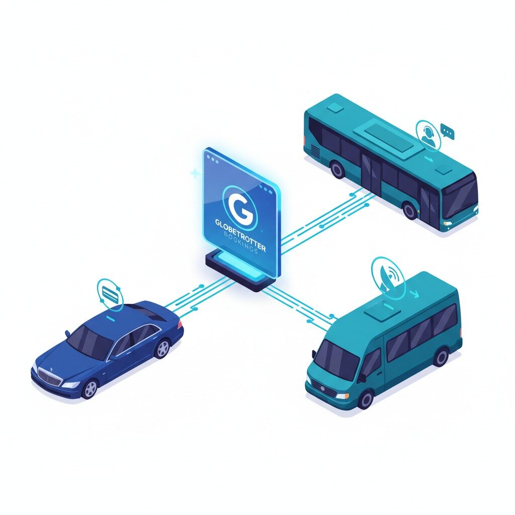 Integrated transfers booking system connecting multiple vehicle types and management features