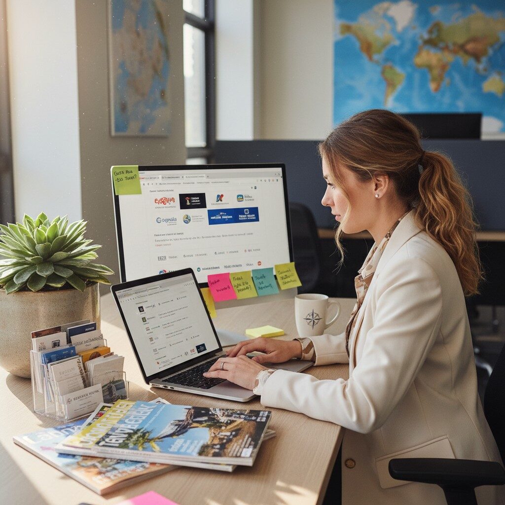 Researcher identifying potential partners while studying how to partner with tour operators