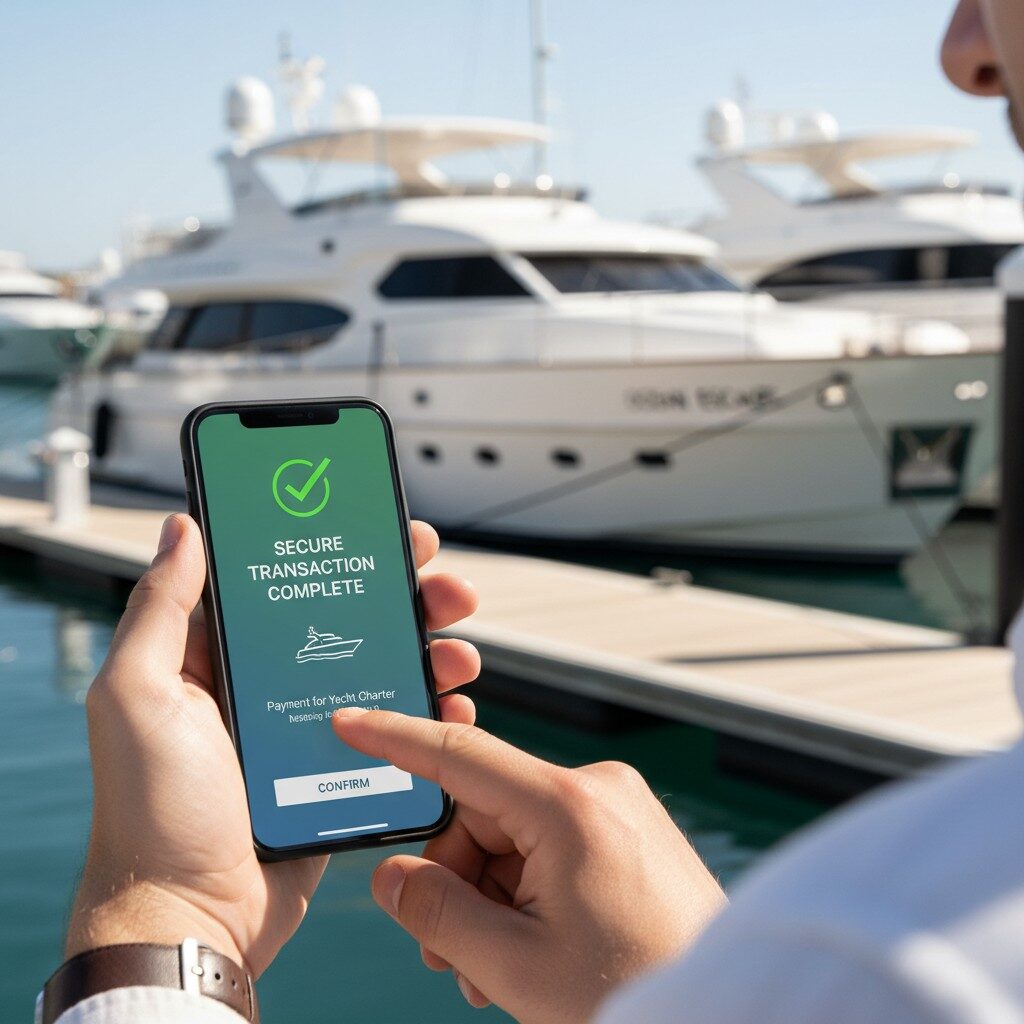 Mobile payment solution enabling charter customers to accept online payments for charter sales on-the-go